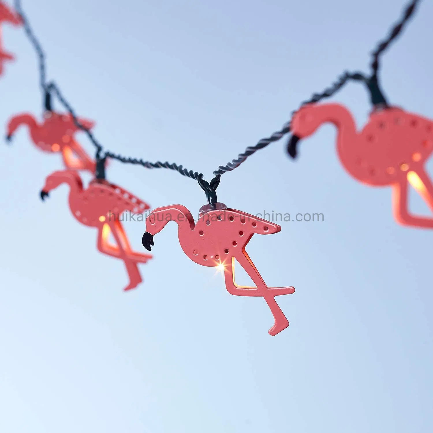 핑크 플라밍고 파티 방수 금속 LED 태양 전지 문자열 조명 여름 마당 정원 장식