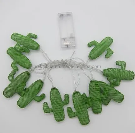 금속 선인장 모양 옥외 정원 파티 훈장 LED 태양 타자 방수 끈 빛